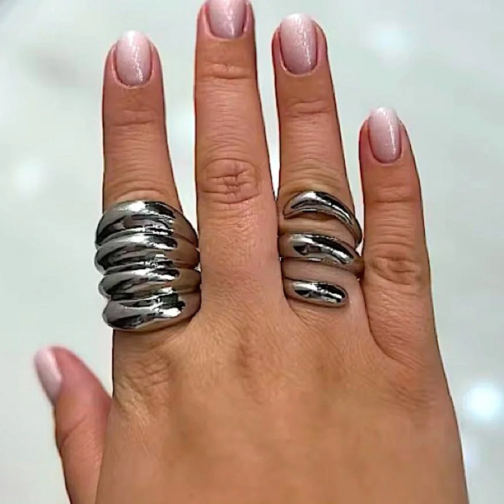 Silver Plated Geometric Ring, Creative, Design, Unique, Tre…